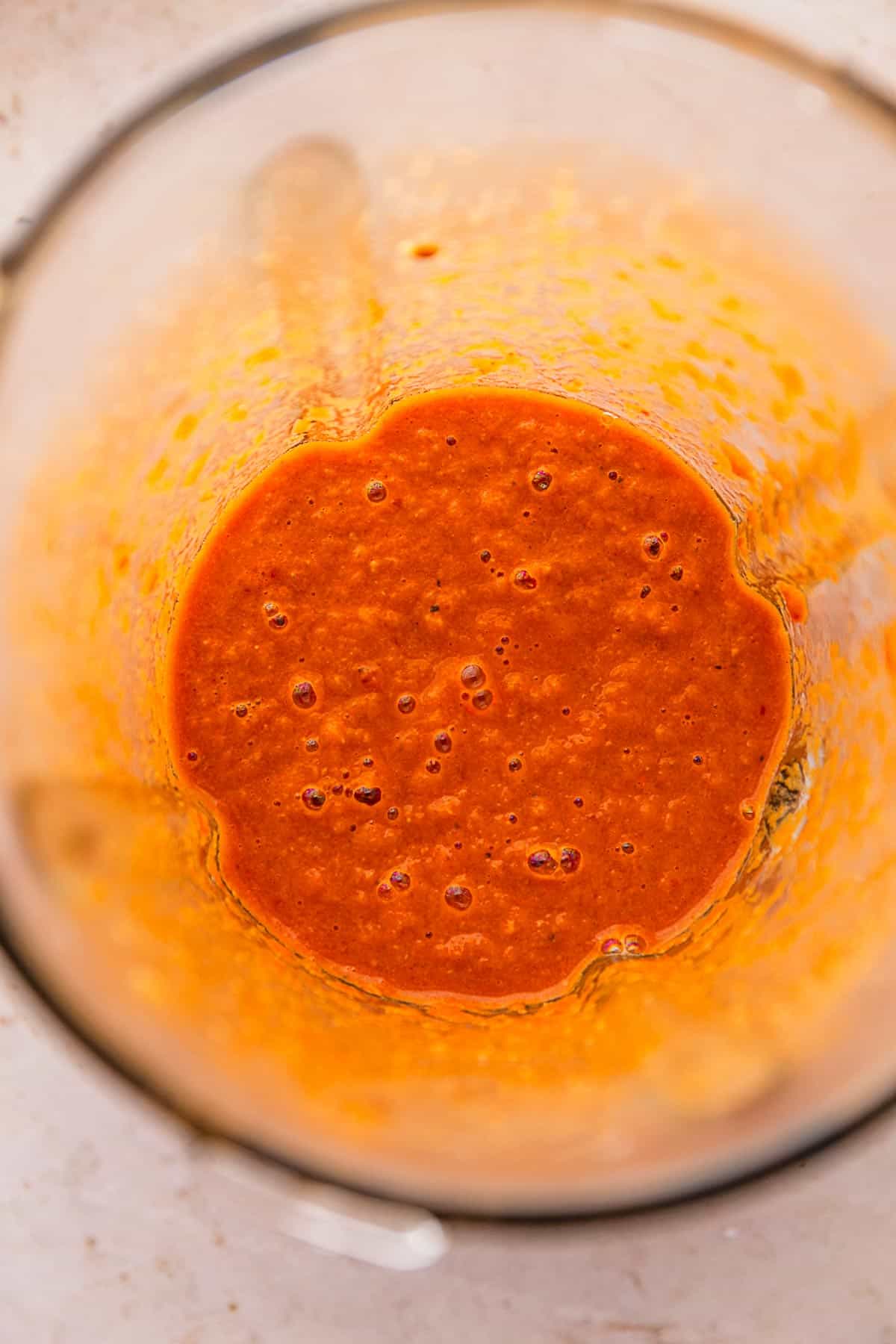 red sauce mixture in a blender.