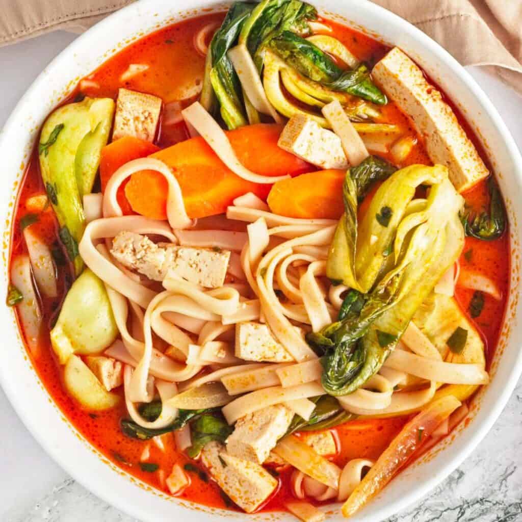 Vegan Thai Red Curry Noodle Soup